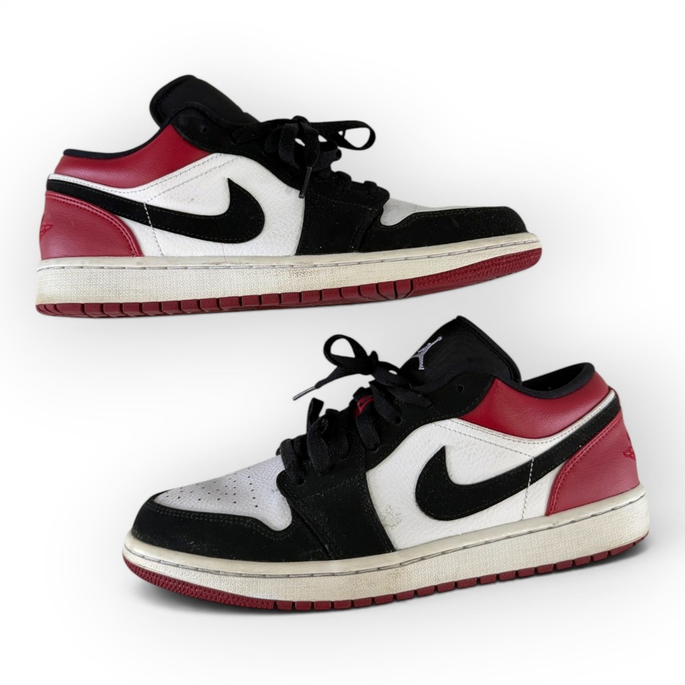 Jordan 1 Low Black Toe 2019 White Black Gym Red 553558-116 Mens Size 9